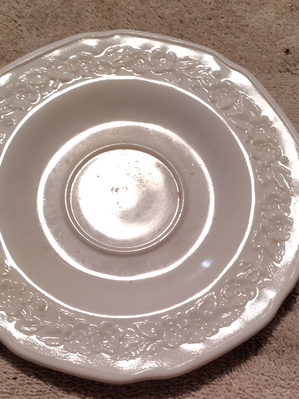 White Decorative Ceramic Dinner Plate - Classic Floral Border